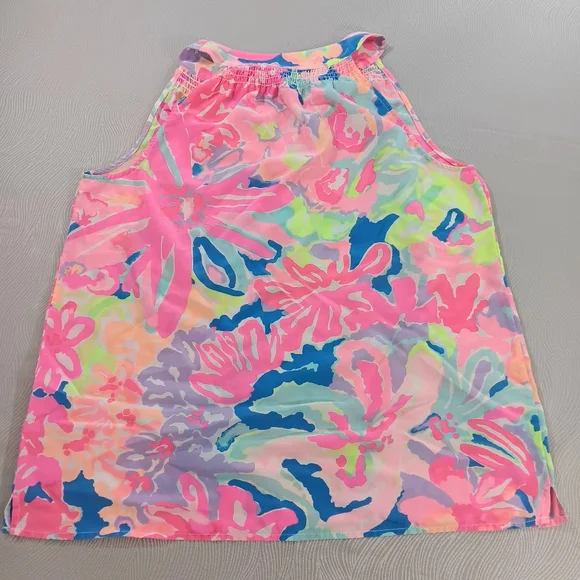 Lilly Pulitzer Bailey Multicolor Sleeveless Silk Top Women's Size M Floral - Picture 4 of 6